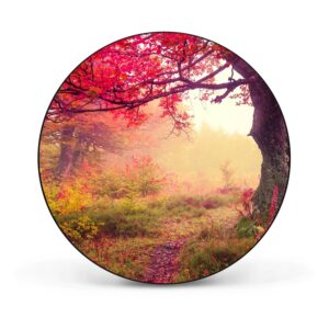 Banjado Magnettafel Rund Größe 47cm Magnetwand Schwarz Aus Metall Magnetpinnwand Pinnwand Motiv Lichtung Im Herbst