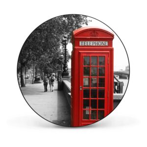 Banjado Magnettafel Rund Größe 47cm Magnetwand Schwarz Aus Metall Magnetpinnwand Pinnwand Motiv London Red Telephone