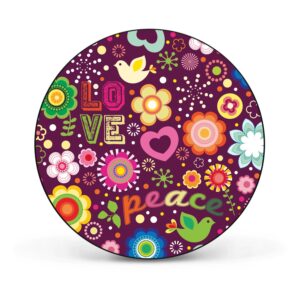 Banjado Magnettafel Rund Größe 47cm Magnetwand Schwarz Aus Metall Magnetpinnwand Pinnwand Motiv Love And Peace