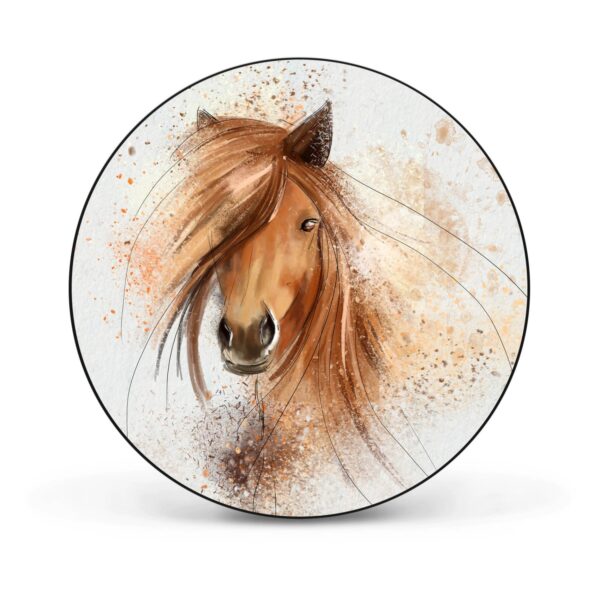Banjado Magnettafel Rund Größe 47cm Magnetwand Schwarz Aus Metall Magnetpinnwand Pinnwand Motiv Magic Horse