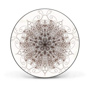 Banjado Magnettafel Rund Größe 47cm Magnetwand Schwarz Aus Metall Magnetpinnwand Pinnwand Motiv Mehendi