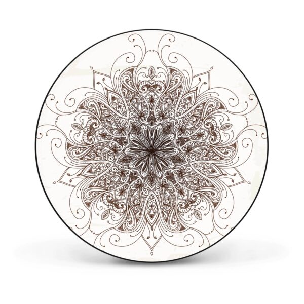 Banjado Magnettafel Rund Größe 47cm Magnetwand Schwarz Aus Metall Magnetpinnwand Pinnwand Motiv Mehendi