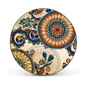 Banjado Magnettafel Rund Größe 47cm Magnetwand Schwarz Aus Metall Magnetpinnwand Pinnwand Motiv Modernes Mandala