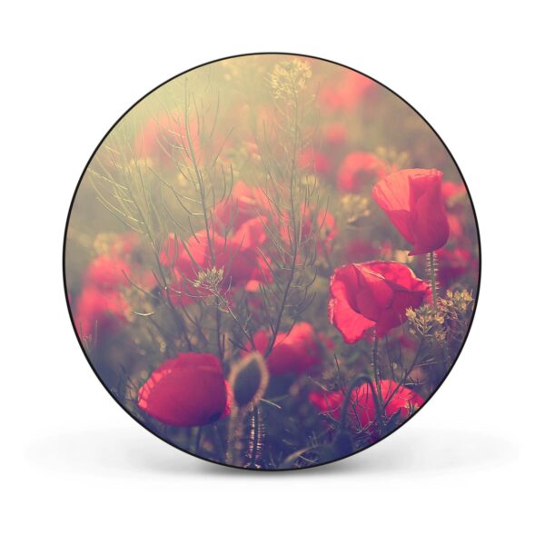 Banjado Magnettafel Rund Größe 47cm Magnetwand Schwarz Aus Metall Magnetpinnwand Pinnwand Motiv Mohn