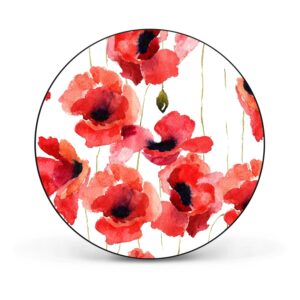 Banjado Magnettafel Rund Größe 47cm Magnetwand Schwarz Aus Metall Magnetpinnwand Pinnwand Motiv Mohn Aquarell