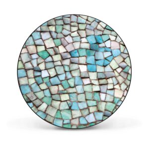Banjado Magnettafel Rund Größe 47cm Magnetwand Schwarz Aus Metall Magnetpinnwand Pinnwand Motiv Mosaik Blau