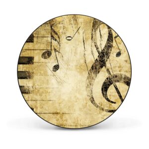 Banjado Magnettafel Rund Größe 47cm Magnetwand Schwarz Aus Metall Magnetpinnwand Pinnwand Motiv Music
