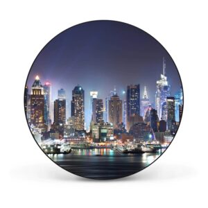 Banjado Magnettafel Rund Größe 47cm Magnetwand Schwarz Aus Metall Magnetpinnwand Pinnwand Motiv New York