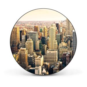 Banjado Magnettafel Rund Größe 47cm Magnetwand Schwarz Aus Metall Magnetpinnwand Pinnwand Motiv New York City