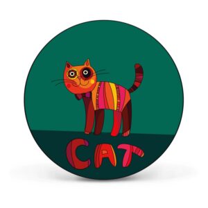 Banjado Magnettafel Rund Größe 47cm Magnetwand Schwarz Aus Metall Magnetpinnwand Pinnwand Motiv Orange Katze