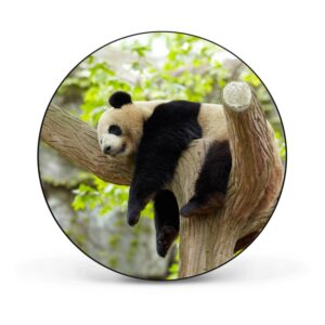 Banjado Magnettafel Rund Größe 47cm Magnetwand Schwarz Aus Metall Magnetpinnwand Pinnwand Motiv Panda