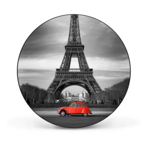 Banjado Magnettafel Rund Größe 47cm Magnetwand Schwarz Aus Metall Magnetpinnwand Pinnwand Motiv Paris