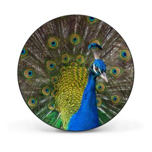 Banjado Magnettafel Rund Größe 47cm Magnetwand Schwarz Aus Metall Magnetpinnwand Pinnwand Motiv Pfau