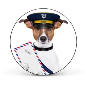 Banjado Magnettafel Rund Größe 47cm Magnetwand Schwarz Aus Metall Magnetpinnwand Pinnwand Motiv Postbote Jack Russel