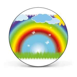 Banjado Magnettafel Rund Größe 47cm Magnetwand Schwarz Aus Metall Magnetpinnwand Pinnwand Motiv Regenbogen