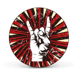 Banjado Magnettafel Rund Größe 47cm Magnetwand Schwarz Aus Metall Magnetpinnwand Pinnwand Motiv Rock On