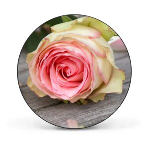Banjado Magnettafel Rund Größe 47cm Magnetwand Schwarz Aus Metall Magnetpinnwand Pinnwand Motiv Rosa Rose