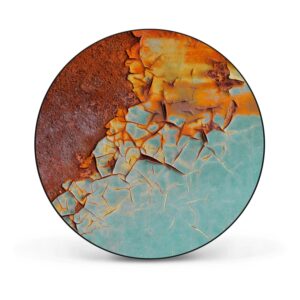Banjado Magnettafel Rund Größe 47cm Magnetwand Schwarz Aus Metall Magnetpinnwand Pinnwand Motiv Rost Und Blau