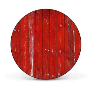 Banjado Magnettafel Rund Größe 47cm Magnetwand Schwarz Aus Metall Magnetpinnwand Pinnwand Motiv Rote Holzlatten