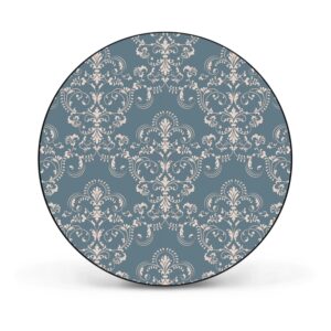 Banjado Magnettafel Rund Größe 47cm Magnetwand Schwarz Aus Metall Magnetpinnwand Pinnwand Motiv Royal Creme Blau