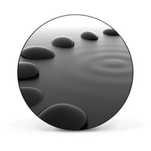 Banjado Magnettafel Rund Größe 47cm Magnetwand Schwarz Aus Metall Magnetpinnwand Pinnwand Motiv Schwarze Steine