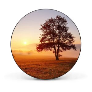 Banjado Magnettafel Rund Größe 47cm Magnetwand Schwarz Aus Metall Magnetpinnwand Pinnwand Motiv Sonnenaufgang