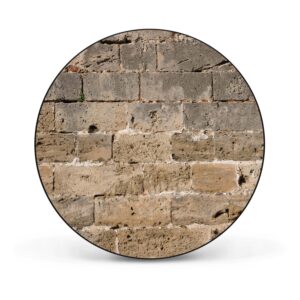 Banjado Magnettafel Rund Größe 47cm Magnetwand Schwarz Aus Metall Magnetpinnwand Pinnwand Motiv Steinwand Antik