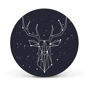 Banjado Magnettafel Rund Größe 47cm Magnetwand Schwarz Aus Metall Magnetpinnwand Pinnwand Motiv Sternbild Hirsch