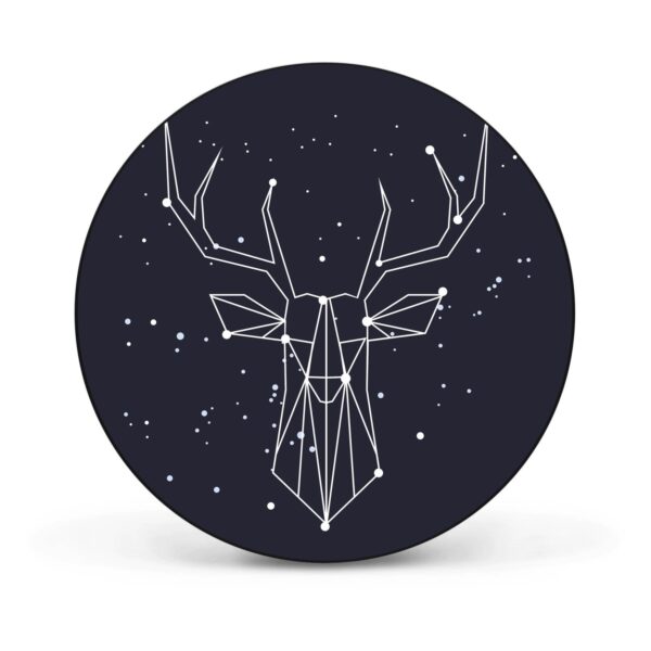 Banjado Magnettafel Rund Größe 47cm Magnetwand Schwarz Aus Metall Magnetpinnwand Pinnwand Motiv Sternbild Hirsch