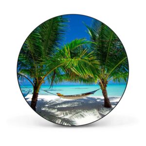 Banjado Magnettafel Rund Größe 47cm Magnetwand Schwarz Aus Metall Magnetpinnwand Pinnwand Motiv Strand
