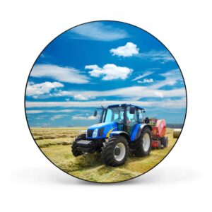 Banjado Magnettafel Rund Größe 47cm Magnetwand Schwarz Aus Metall Magnetpinnwand Pinnwand Motiv Traktor
