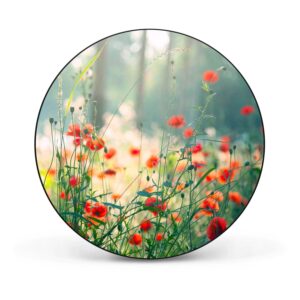 Banjado Magnettafel Rund Größe 47cm Magnetwand Schwarz Aus Metall Magnetpinnwand Pinnwand Motiv Waldmohn