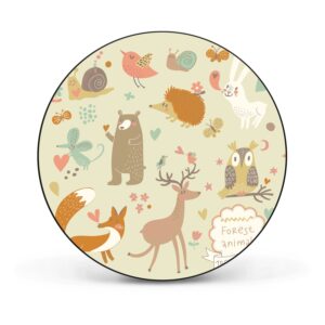 Banjado Magnettafel Rund Größe 47cm Magnetwand Schwarz Aus Metall Magnetpinnwand Pinnwand Motiv Waldtiere