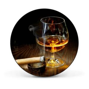 Banjado Magnettafel Rund Größe 47cm Magnetwand Schwarz Aus Metall Magnetpinnwand Pinnwand Motiv Whiskey & Cigar