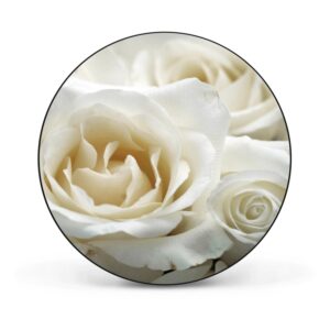 Banjado Magnettafel Rund Größe 47cm Magnetwand Schwarz Aus Metall Magnetpinnwand Pinnwand Motiv White Roses