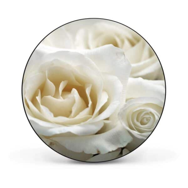 Banjado Magnettafel Rund Größe 47cm Magnetwand Schwarz Aus Metall Magnetpinnwand Pinnwand Motiv White Roses