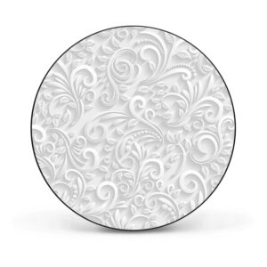 Banjado Magnettafel Rund Größe 47cm Magnetwand Schwarz Aus Metall Magnetpinnwand Pinnwand Motiv White Swirl