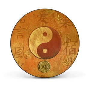 Banjado Magnettafel Rund Größe 47cm Magnetwand Schwarz Aus Metall Magnetpinnwand Pinnwand Motiv Yin Yang