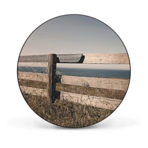 Banjado Magnettafel Rund Größe 47cm Magnetwand Schwarz Aus Metall Magnetpinnwand Pinnwand Motiv Zaun Am Meer