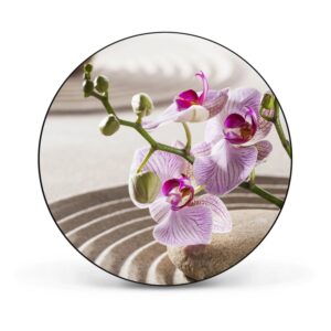 Banjado Magnettafel Rund Größe 47cm Magnetwand Schwarz Aus Metall Magnetpinnwand Pinnwand Motiv Zen Relax