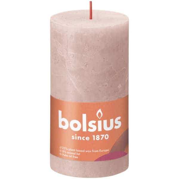 Bolsius Rustik-Kerze Shine 130/68 mm Nebliges Rosa