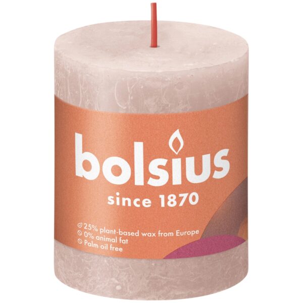 Bolsius Rustik-Kerze Shine 80/68 mm Nebliges Rosa