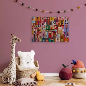 Bricoflor Abstrakte Kunst Leinwand Bunt Für Kinderzimmer Und Wohnzimmer Mosaik Wandbild Im Pop Art Stil Interessant 120 X 80 Cm