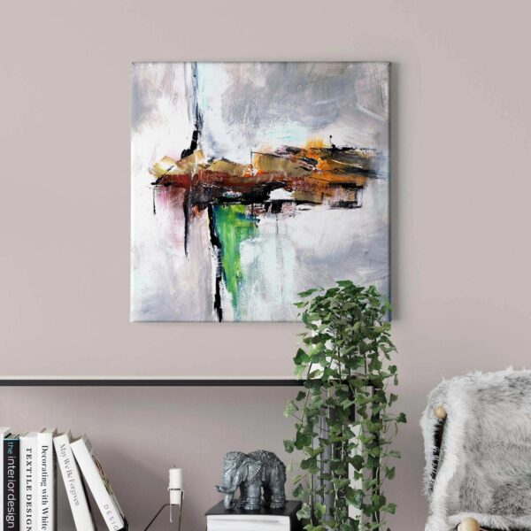 Bricoflor Abstrakte Kunst Leinwandbild Modernes Leinwand Bild Im Gemälde Stil Für Büro Und Schlafzimmer Ölgemälde Kunstdruck Bild In Weiß Und Braun