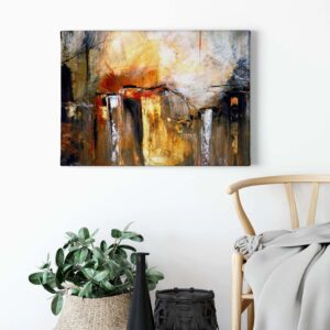 Bricoflor Abstraktes Leinwand Bild In Orange Und Braun Kunstdruck Leinwandbild Im Stil Abstrakter Malerei Wandbild In Gemälde Optik Für Wohnzimmer