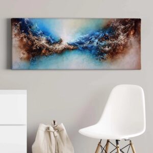 Bricoflor Abstraktes Leinwandbild In Blau Und Braun Moderne Kunst Leinwand Bild In Space Optik Ausgefallenes Wandbild Mit Weltraum Motiv