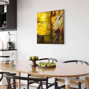 Bricoflor Abstraktes Wandbild In Gelb Leinwand Bild Mit Moderner Kunst Für Wohnzimmer Und Büro Gelbes Leinwandbild In Gemälde Optik