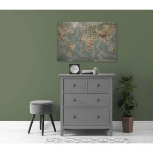 Bricoflor Alte Landkarte Vintage Wandbild Für Wohnzimmer Und Büro Retro Leinwandbild Weltkarte In 120 X 80 Cm Historisch