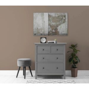 Bricoflor Alte Wand Deko Bild Für Jugendzimmer Und Küche Industrial Style Wandbild Grau Leinwandbild In 120 X 80 Cm Im Used Look