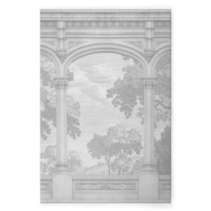 Bricoflor Aquädukt Wandbild Historisch Torbogen Leinwandbild In Holzstich Optik Vintage Leinwand Hellgrau In 60 X 90 Cm